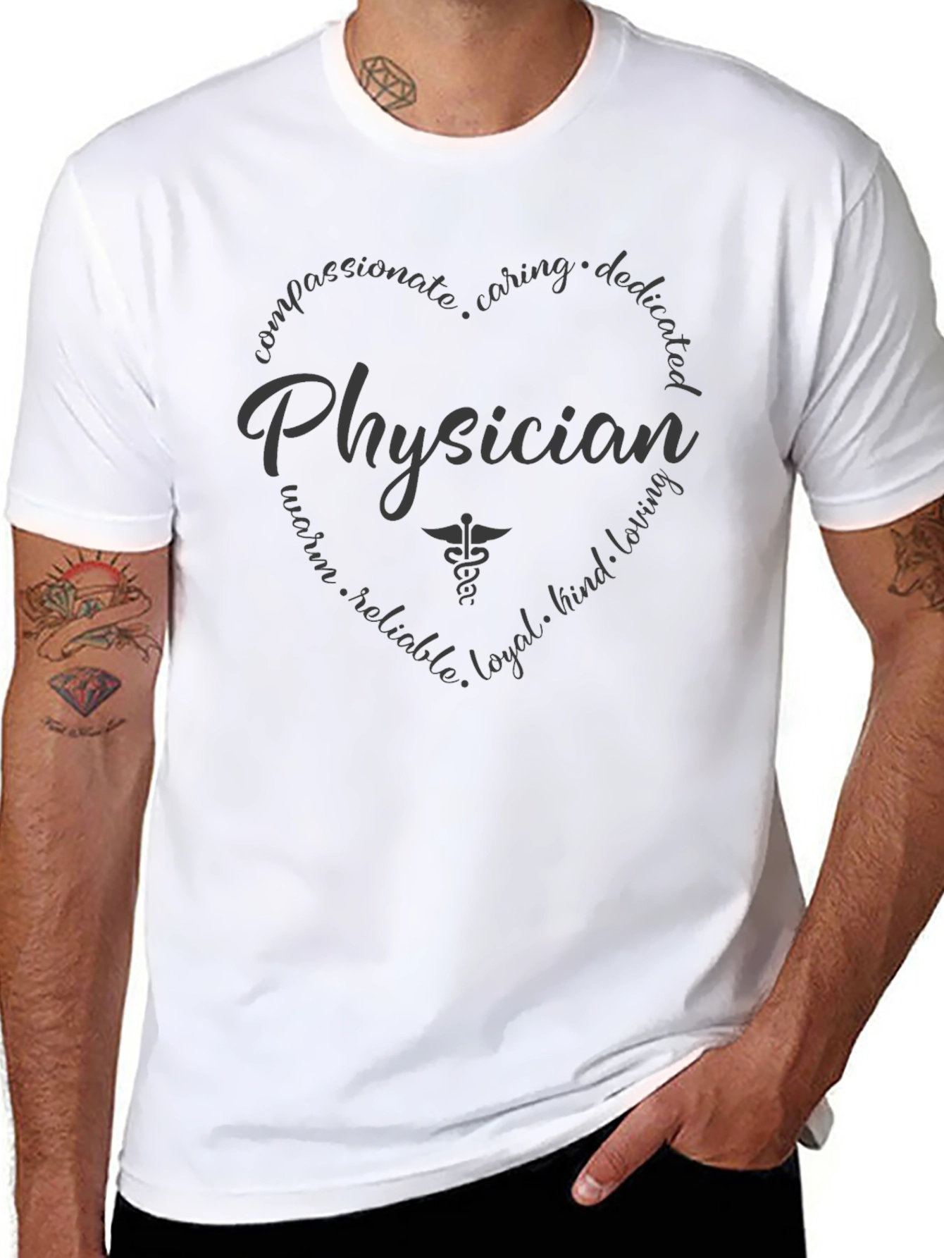 Physician Heart Graphic T-Shirt - Caring Doctor Gift