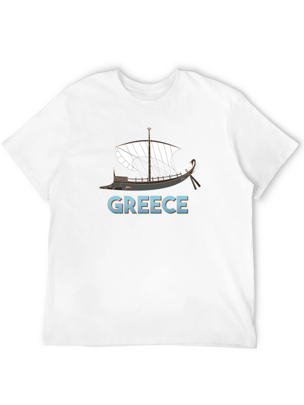 Greece Ancient Ship Graphic Tee - Black