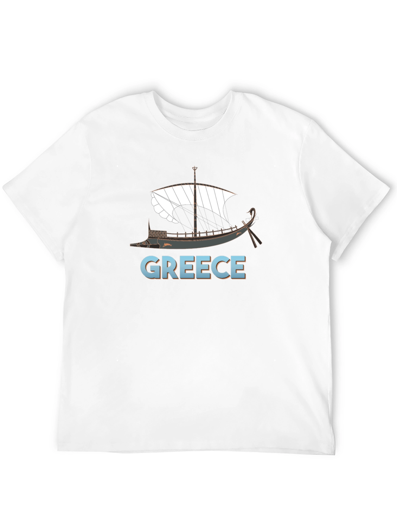 Greece Ancient Ship Graphic Tee - Black