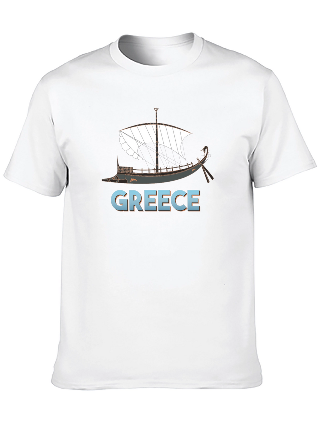 Greece Ancient Ship Graphic Tee - Black