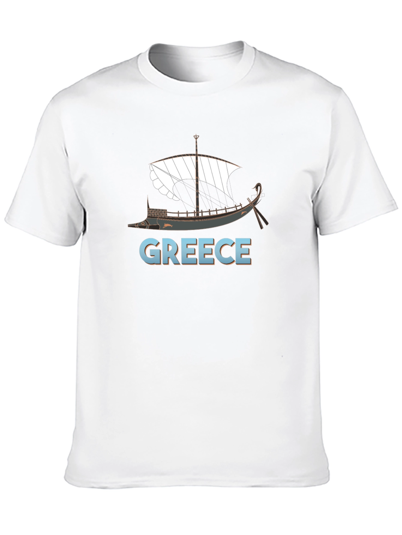 Greece Ancient Ship Graphic Tee - Black