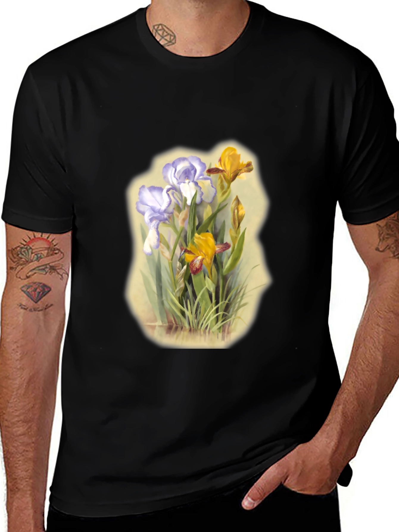 Floral Iris T-Shirt - Vintage Botanical Print