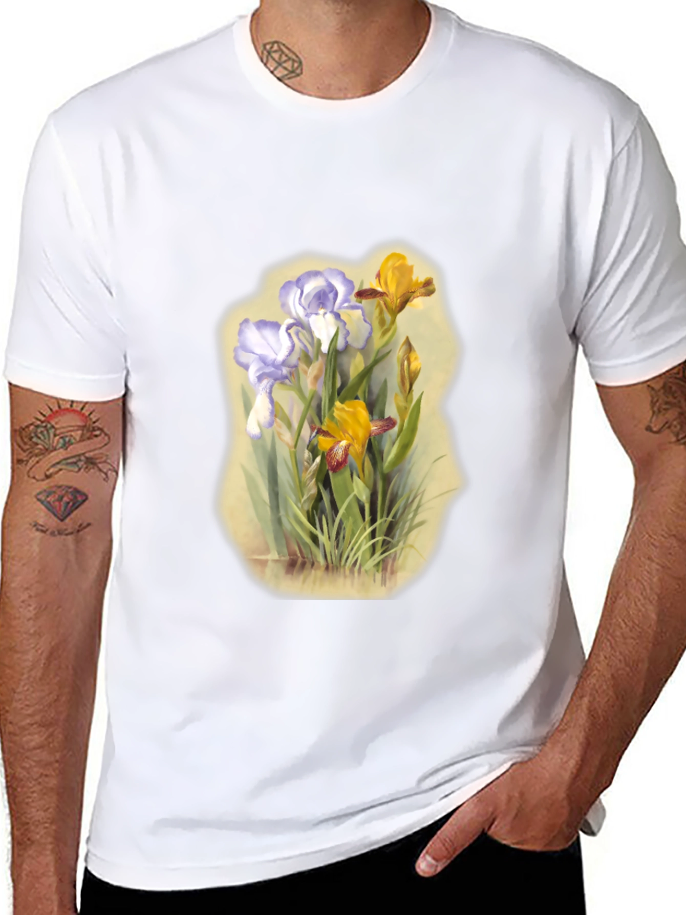 Floral Iris T-Shirt - Vintage Botanical Print