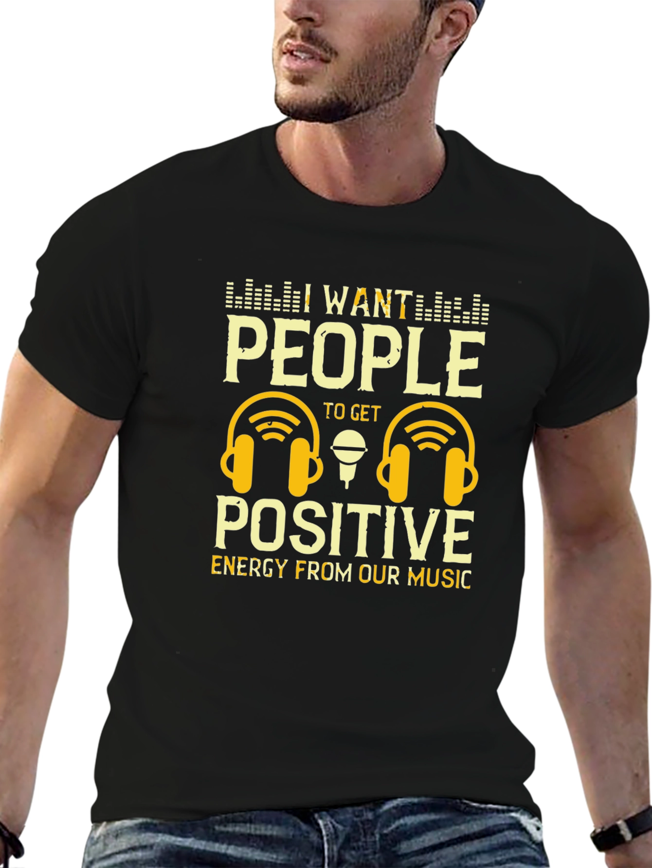 Positive Energy Music T-Shirt - DJ Headphones Graphic Tee