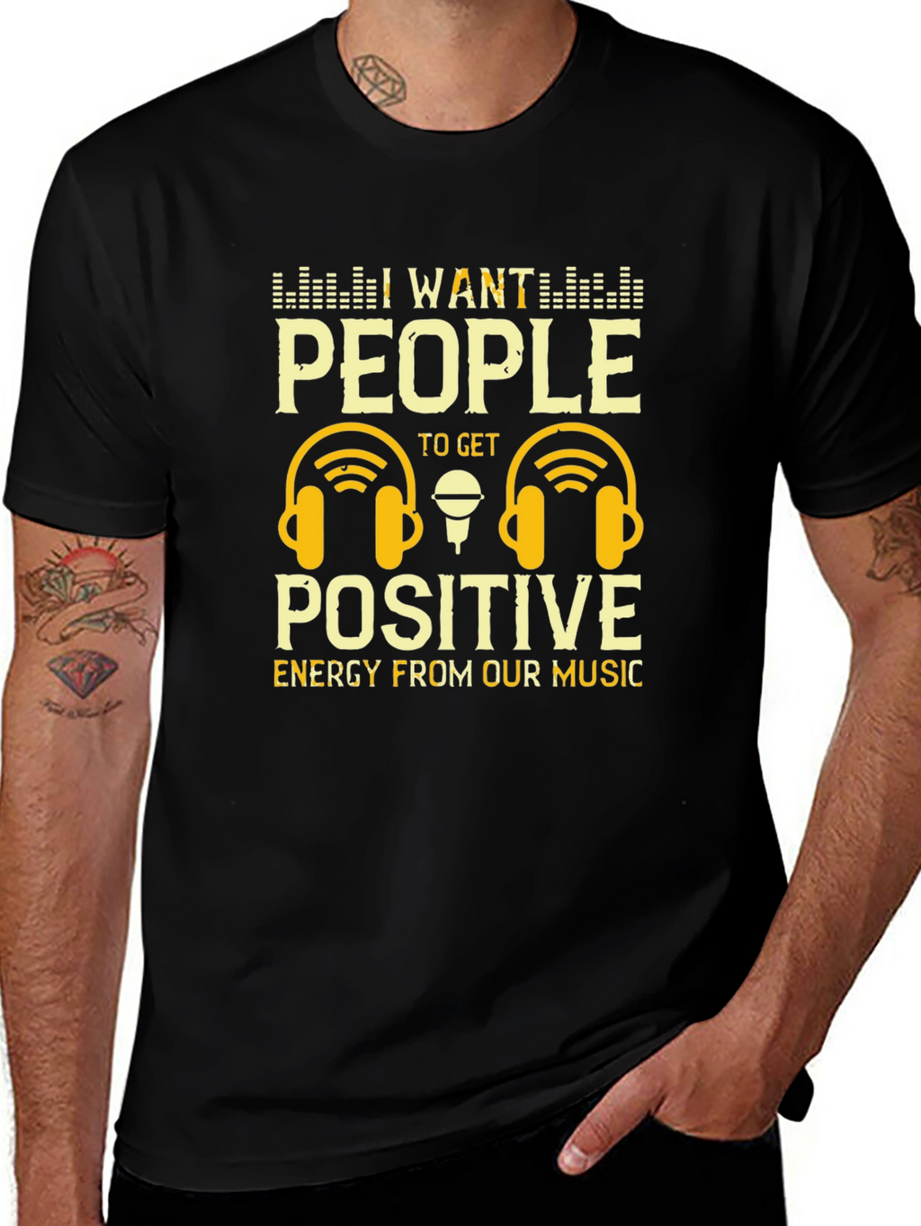 Positive Energy Music T-Shirt - DJ Headphones Graphic Tee