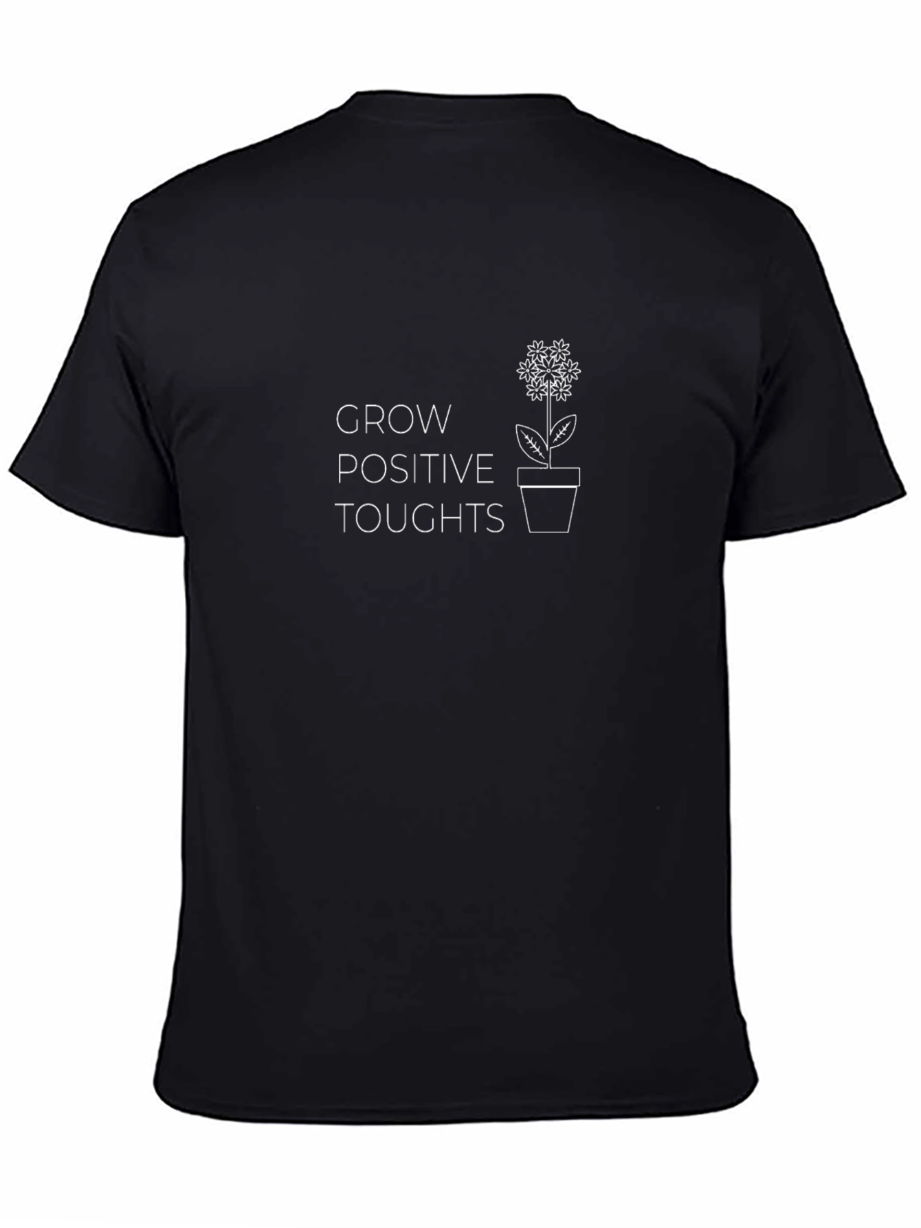 Grow Positive Thoughts Black Graphic Tee
