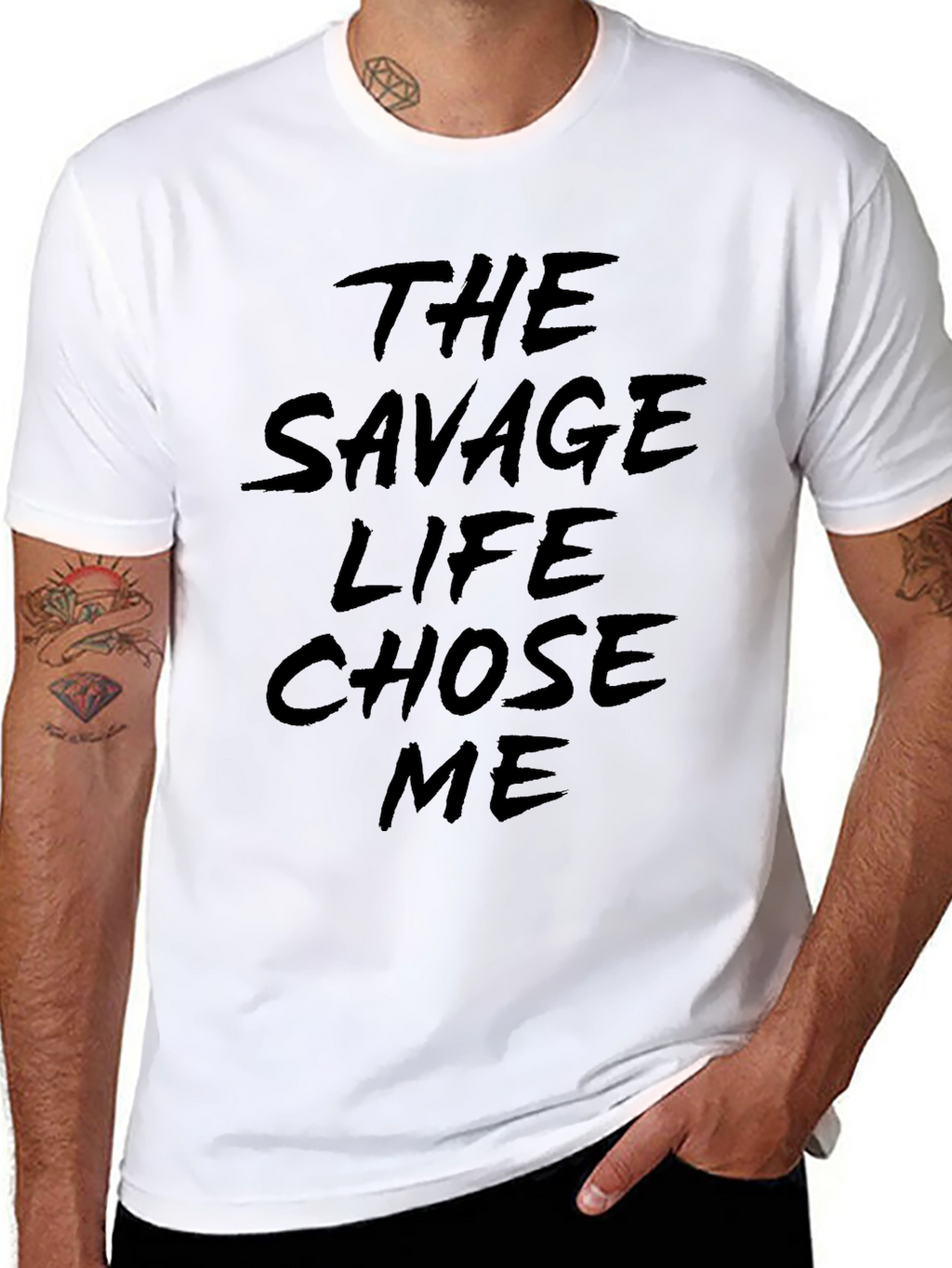 The Savage Life Chose Me Black Graphic Tee