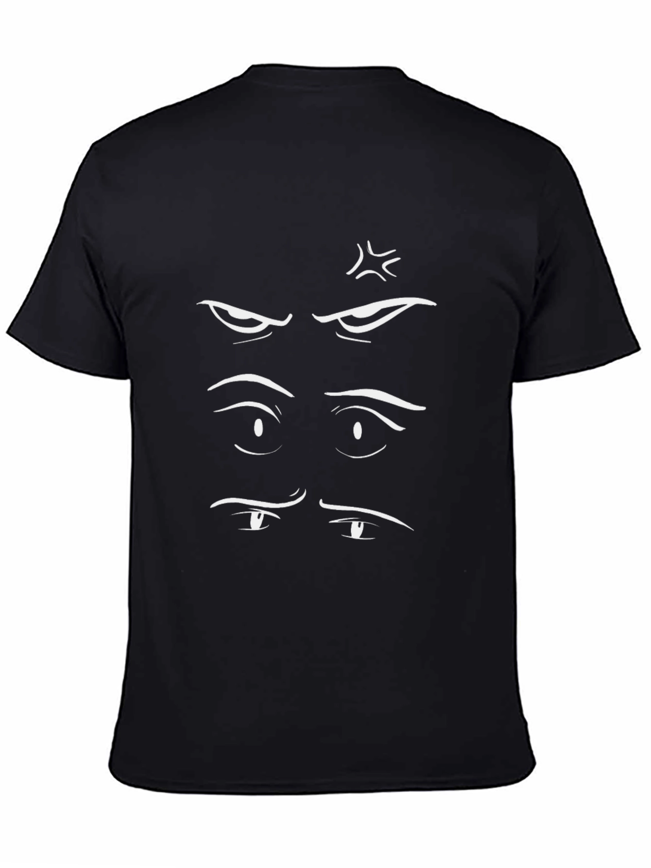 Expressive Eyes Graphic Tee - Black Cotton T-Shirt