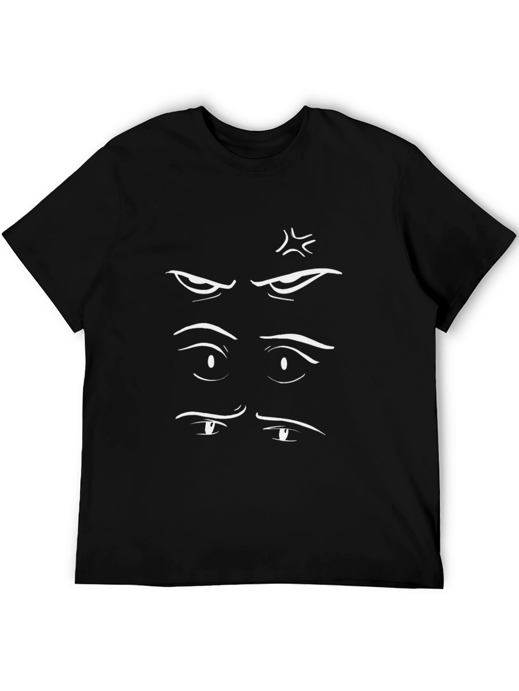 Expressive Eyes Graphic Tee - Black Cotton T-Shirt