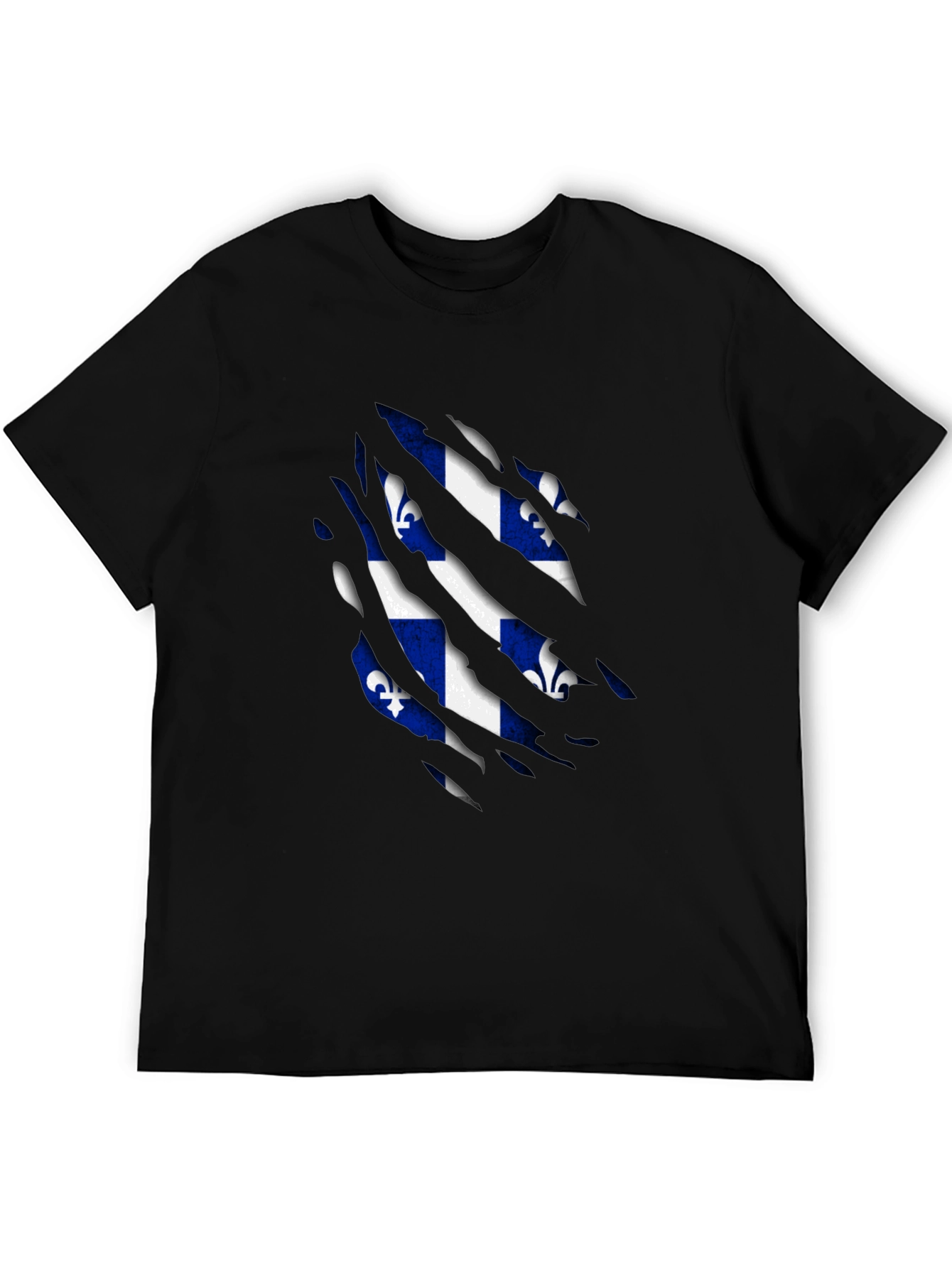 Quebec Flag T-Shirt - Ripped Design