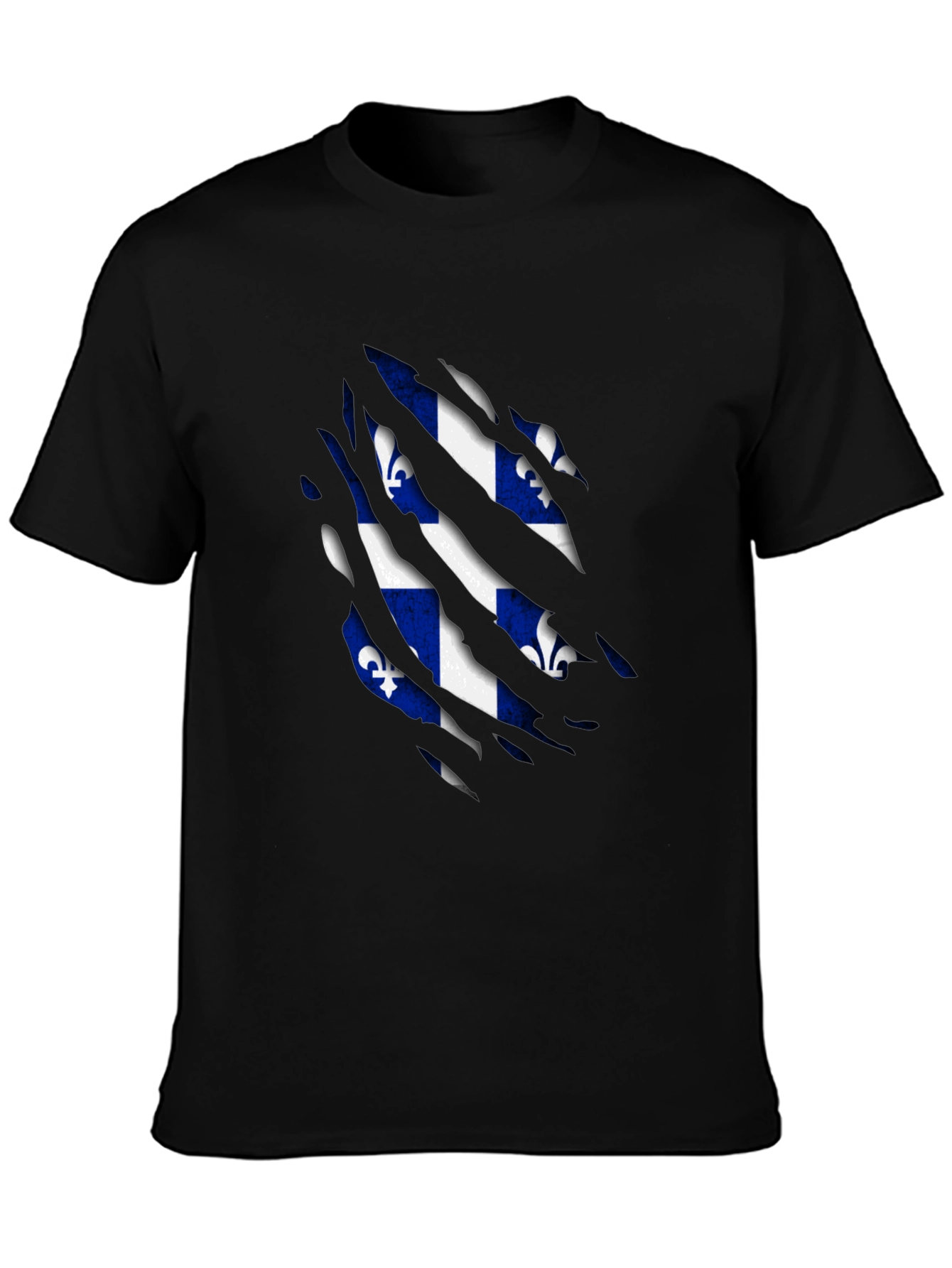 Quebec Flag T-Shirt - Ripped Design