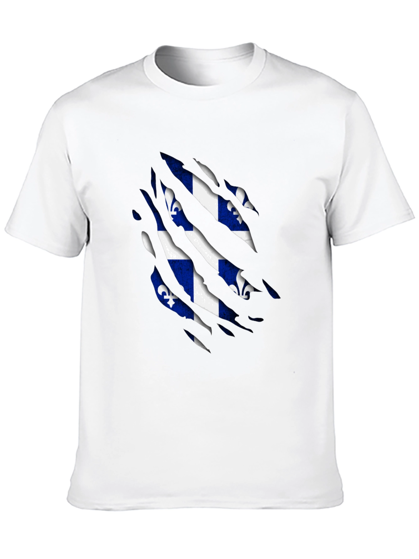 Quebec Flag T-Shirt - Ripped Design