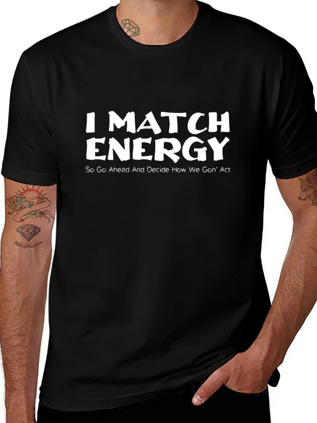 I Match Energy Black Graphic T-Shirt