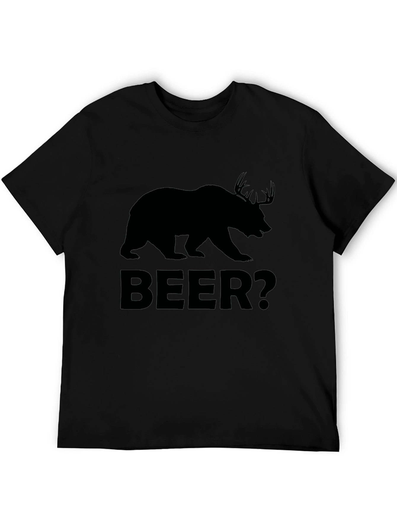 Bear Deer Beer? Mens Black Graphic T-Shirt
