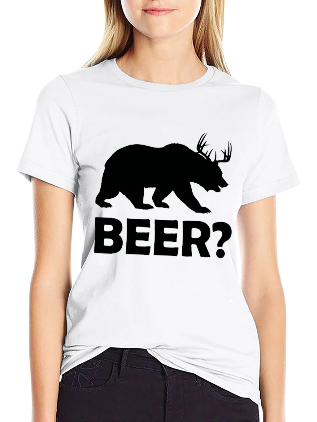 Bear Deer Beer? Mens Black Graphic T-Shirt