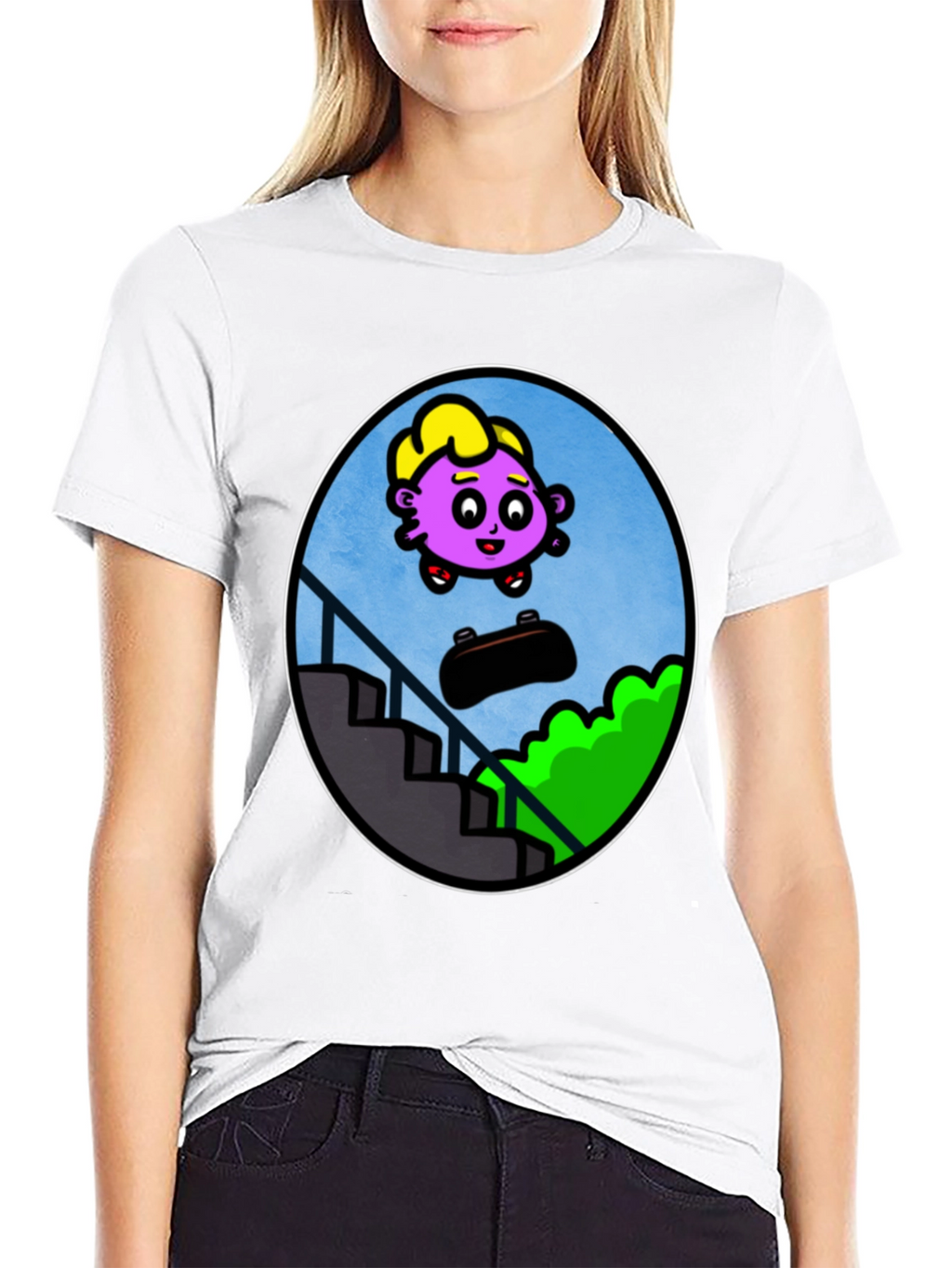 Cartoon Character Skateboard T-Shirt