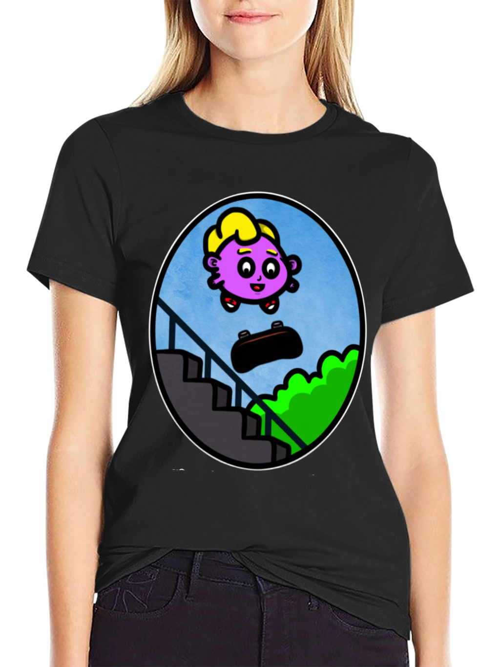 Cartoon Character Skateboard T-Shirt