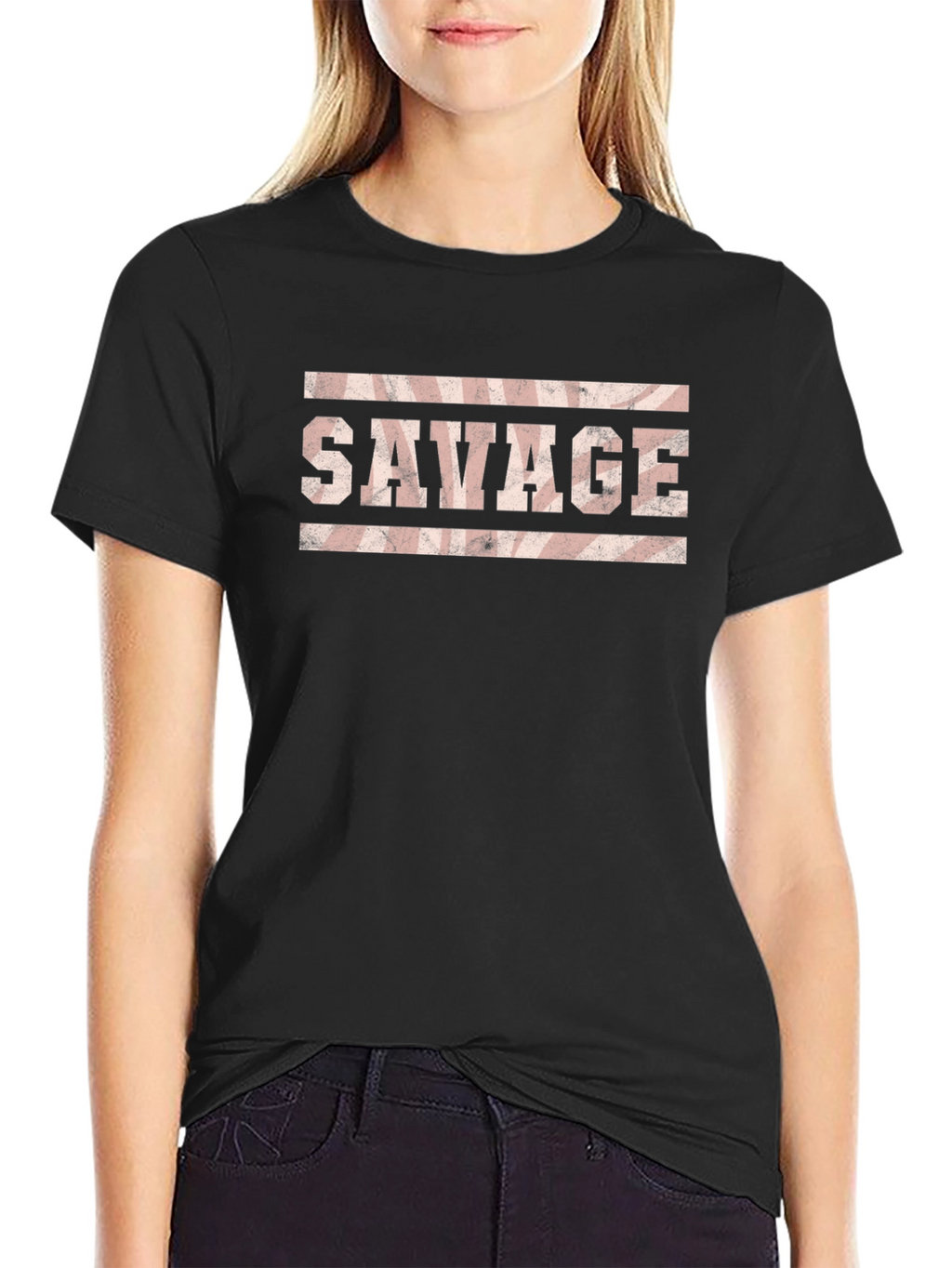 Savage Graphic Print Tee - Black Cotton Blend T-Shirt