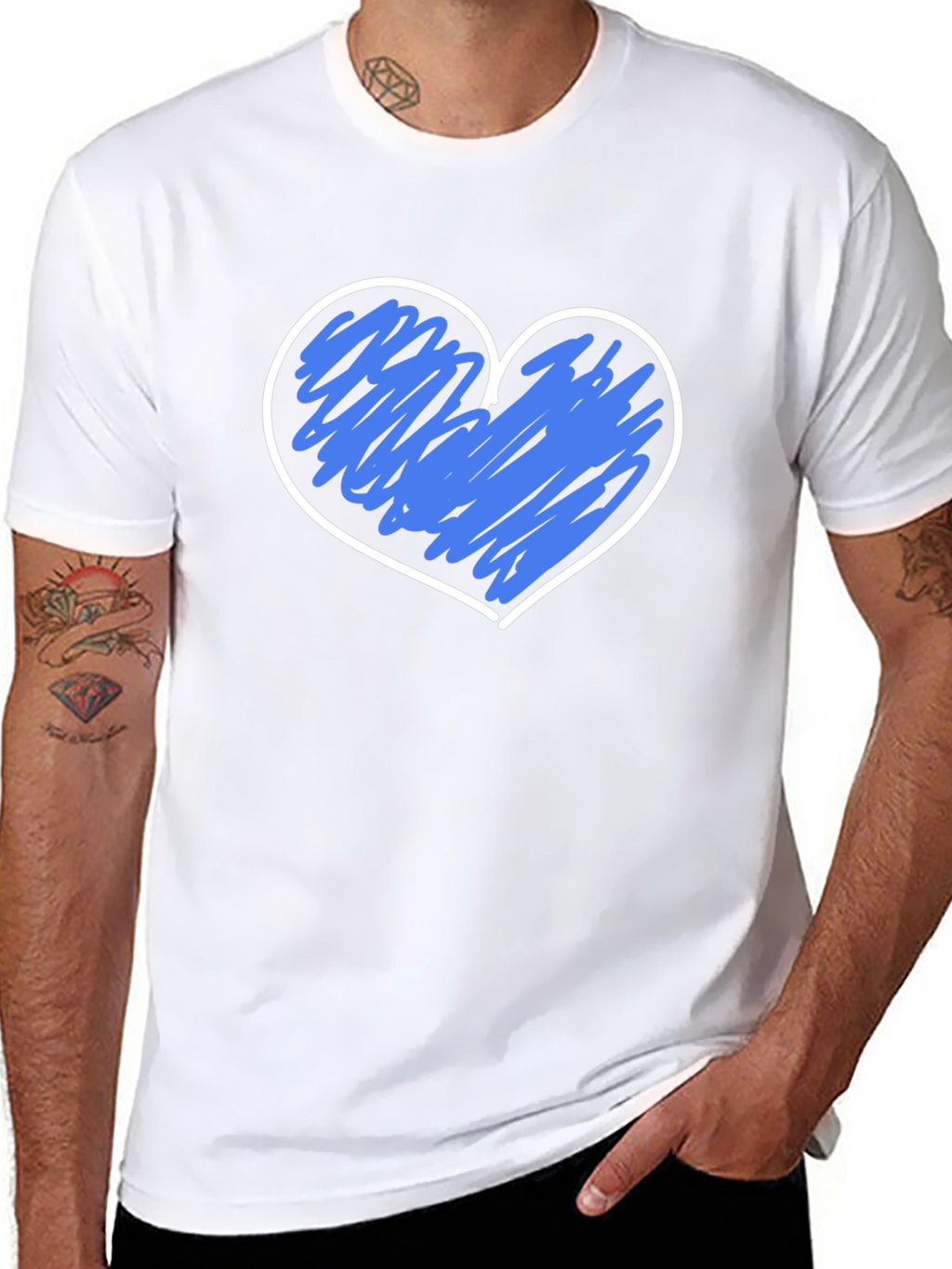 Heart Scribble Graphic T-Shirt - Black Crew Neck