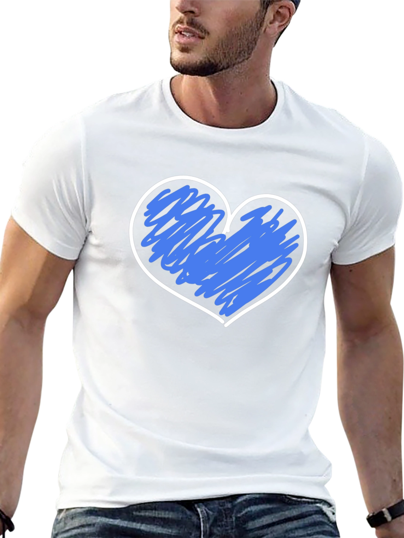 Heart Scribble Graphic T-Shirt - Black Crew Neck