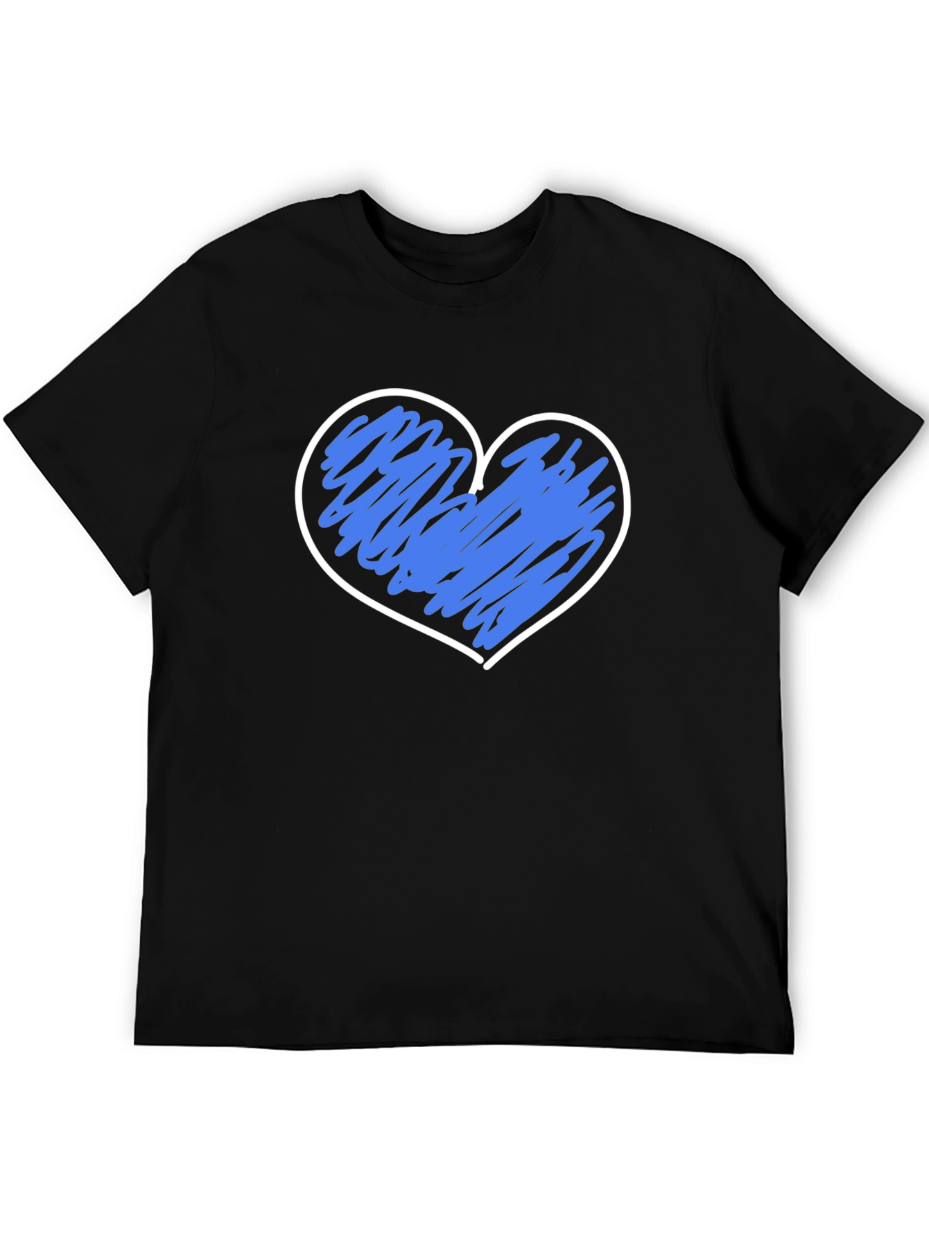 Heart Scribble Graphic T-Shirt - Black Crew Neck