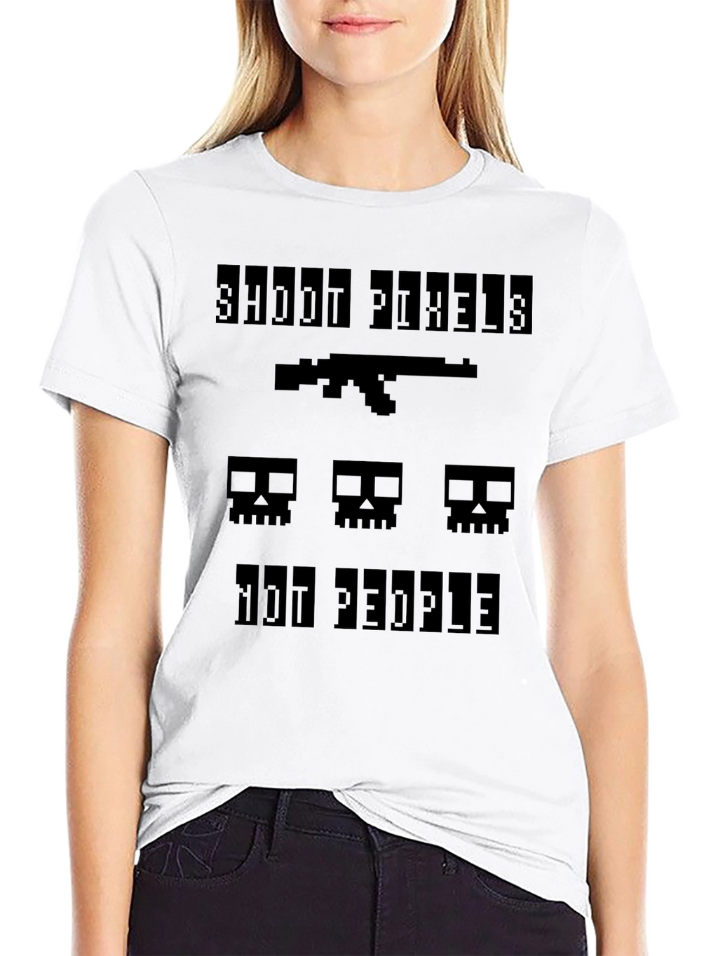 Shoot Pixels Not People - Gamer T-Shirt