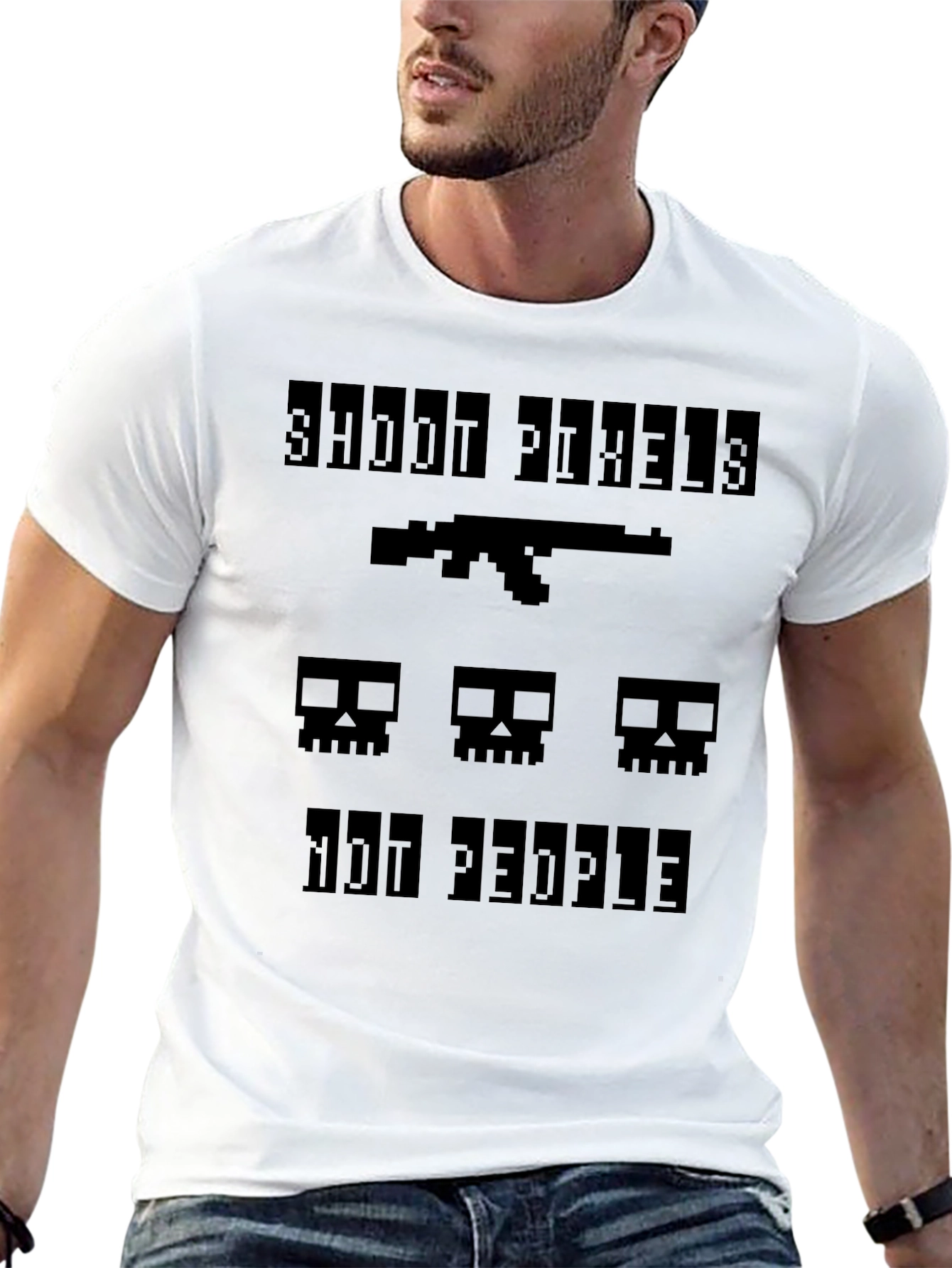 Shoot Pixels Not People - Gamer T-Shirt