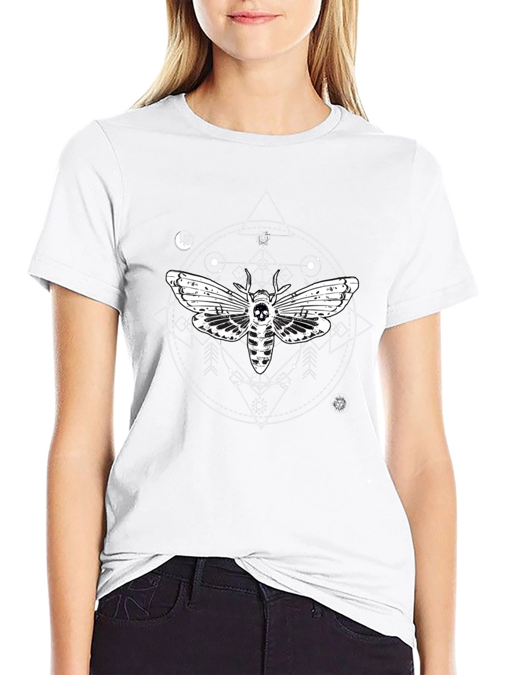 Moth Skull Graphic T-Shirt - Unique Gothic Design