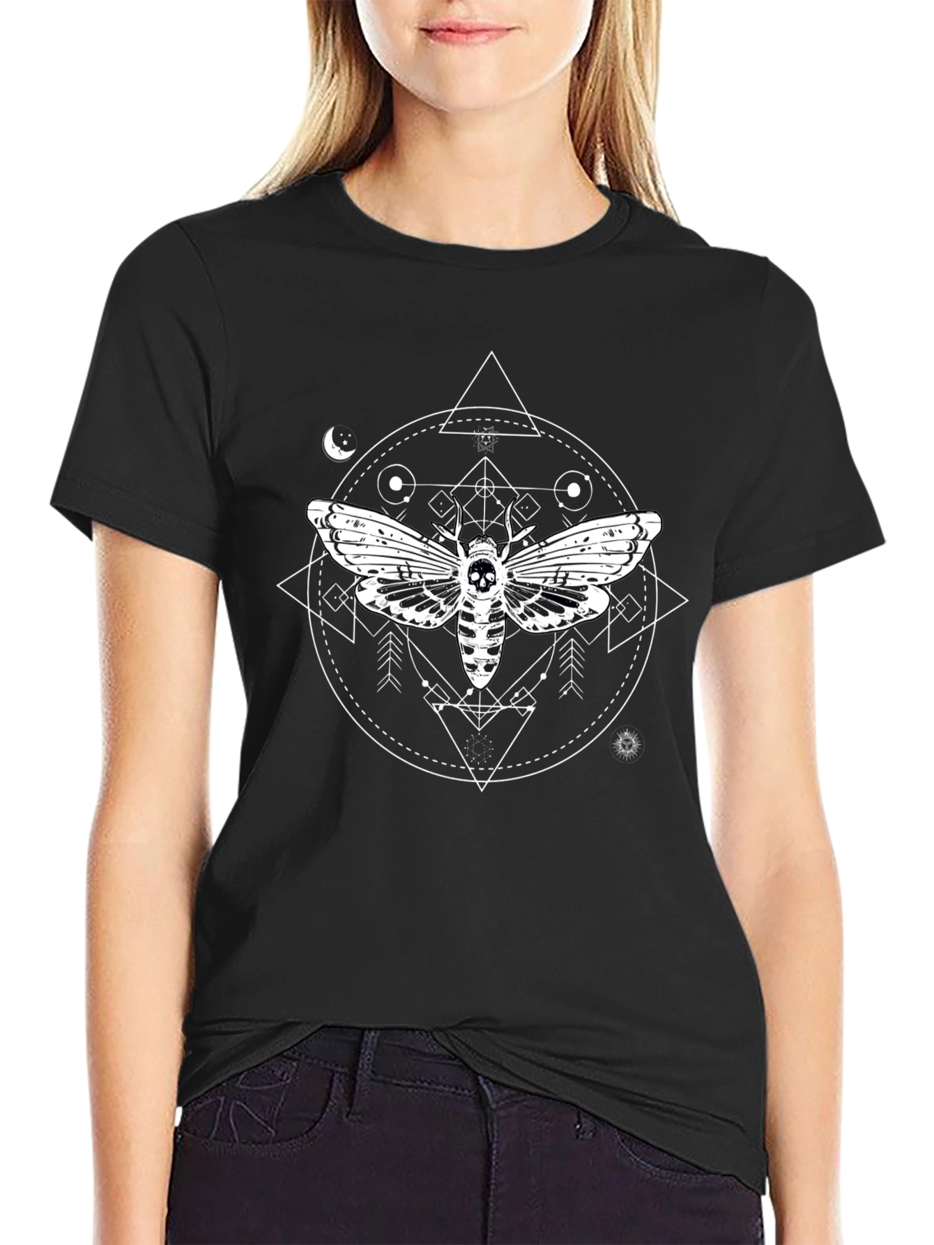 Moth Skull Graphic T-Shirt - Unique Gothic Design