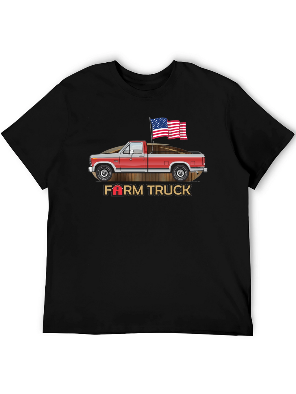 Farm Truck Graphic Tee - Patriotic American Flag