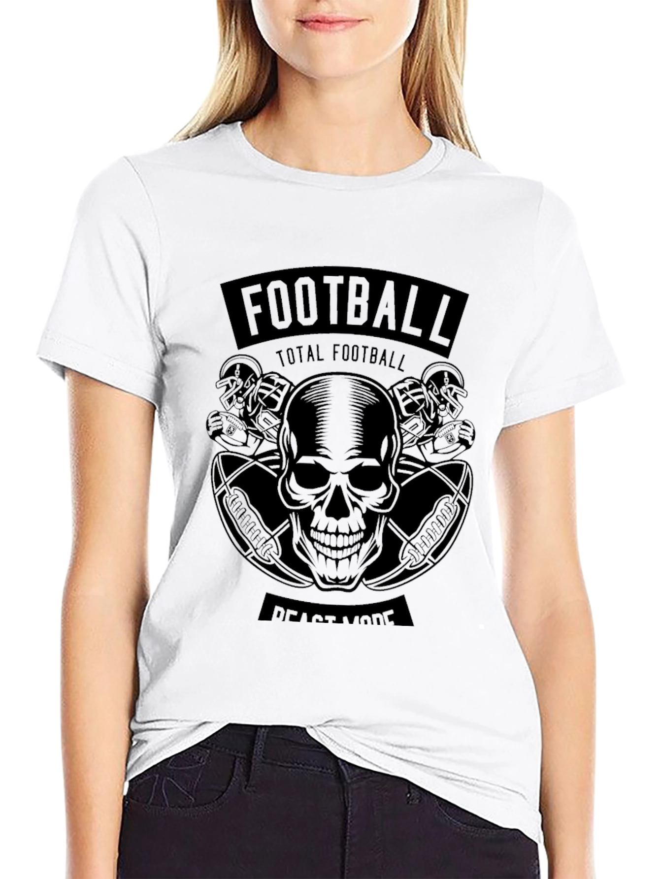 Football Beast Mode Black Graphic T-Shirt