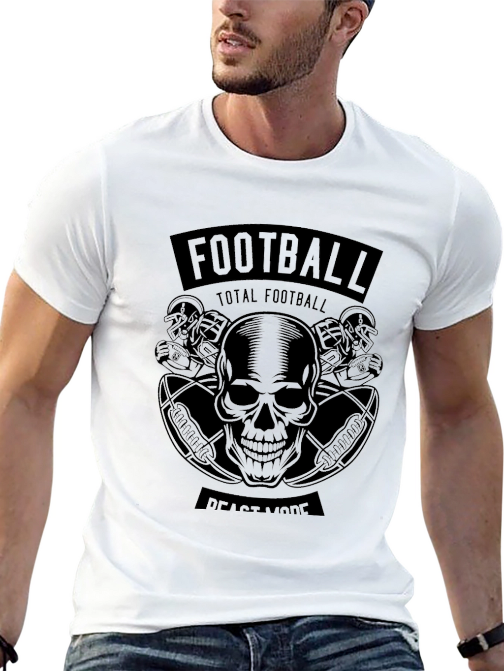 Football Beast Mode Black Graphic T-Shirt