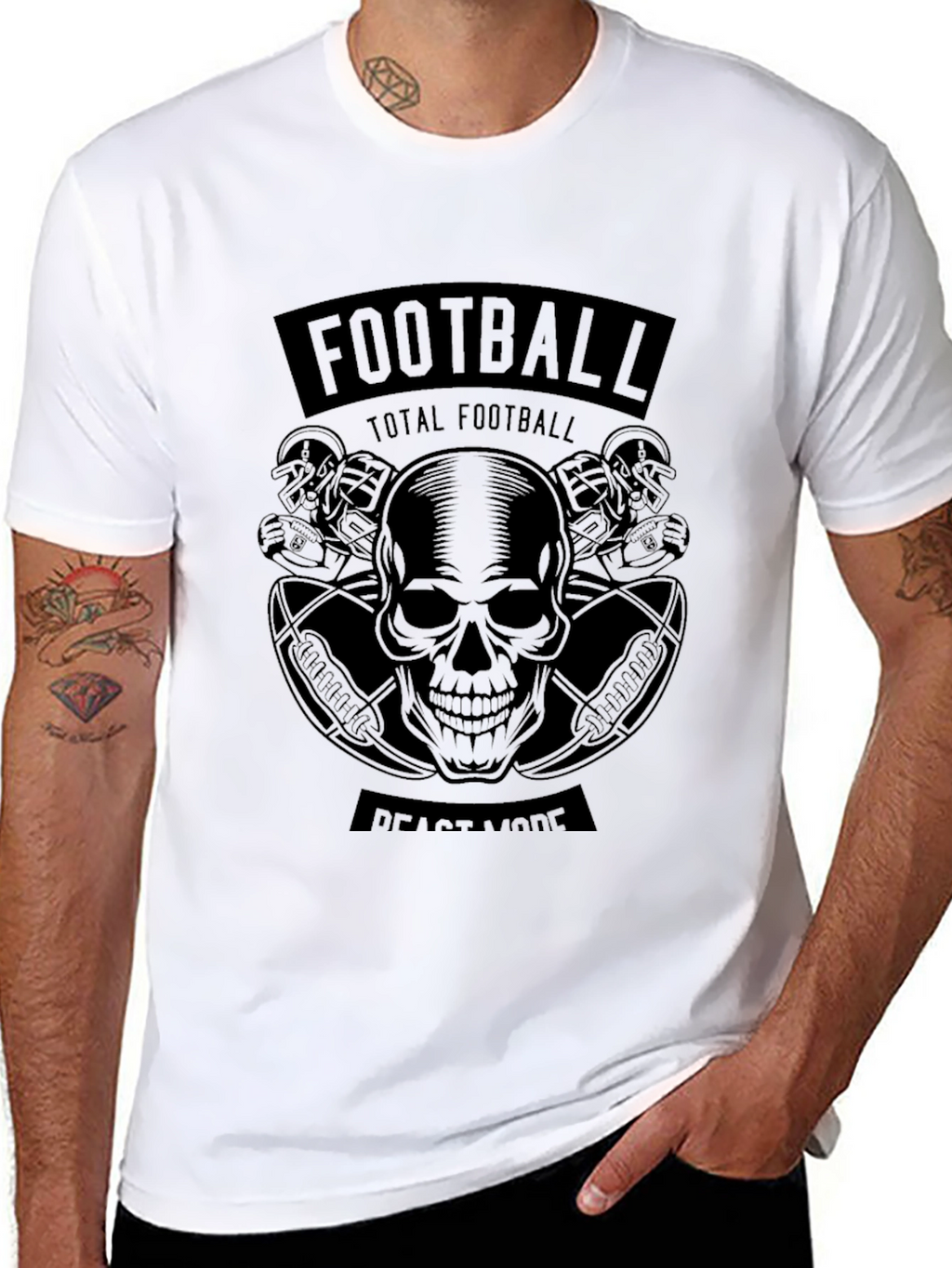 Football Beast Mode Black Graphic T-Shirt