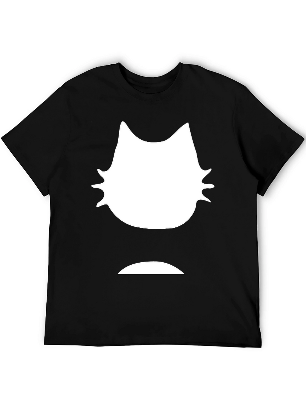 Mens Black T-Shirt - White Cat Graphic
