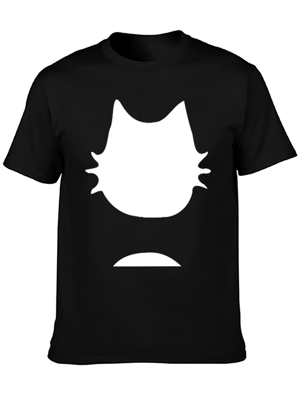Mens Black T-Shirt - White Cat Graphic