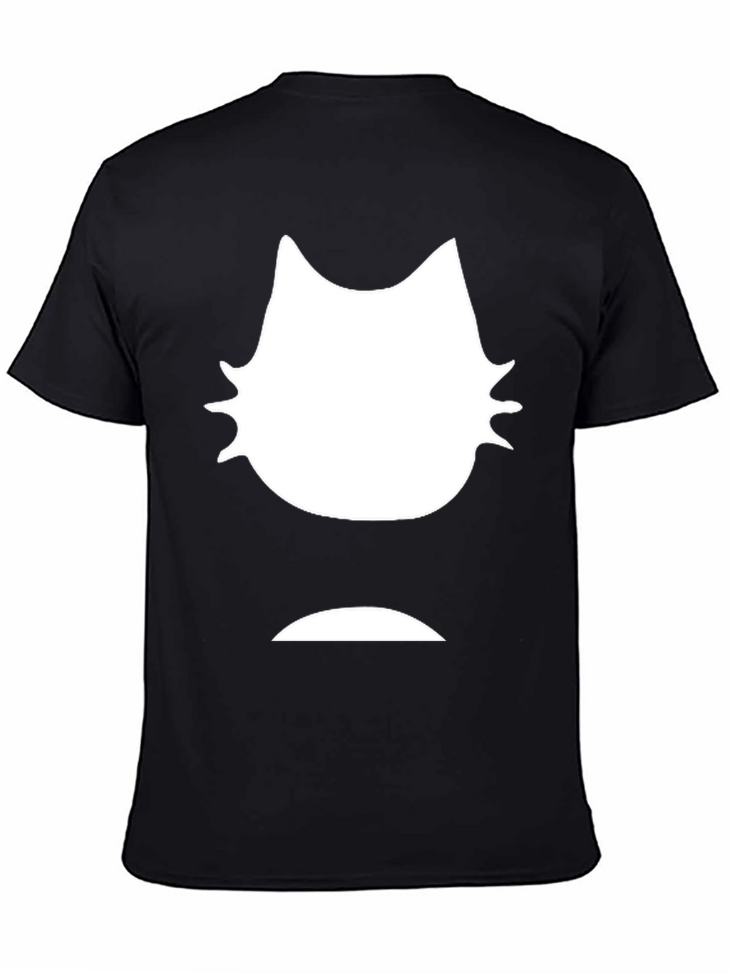Mens Black T-Shirt - White Cat Graphic