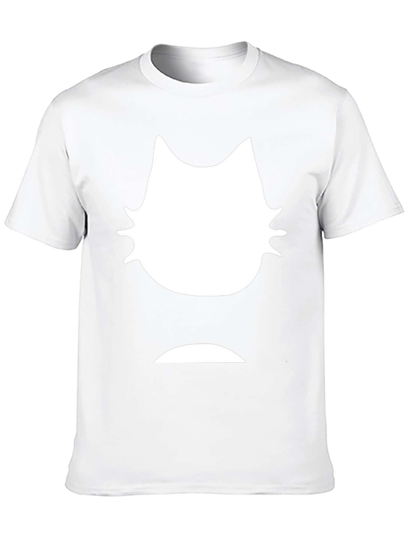 Mens Black T-Shirt - White Cat Graphic