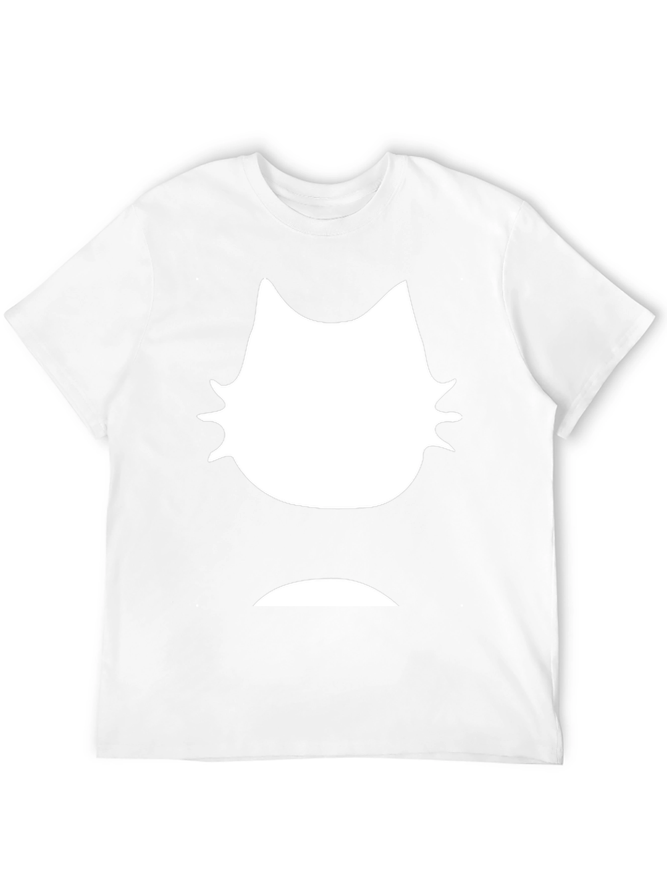 Mens Black T-Shirt - White Cat Graphic