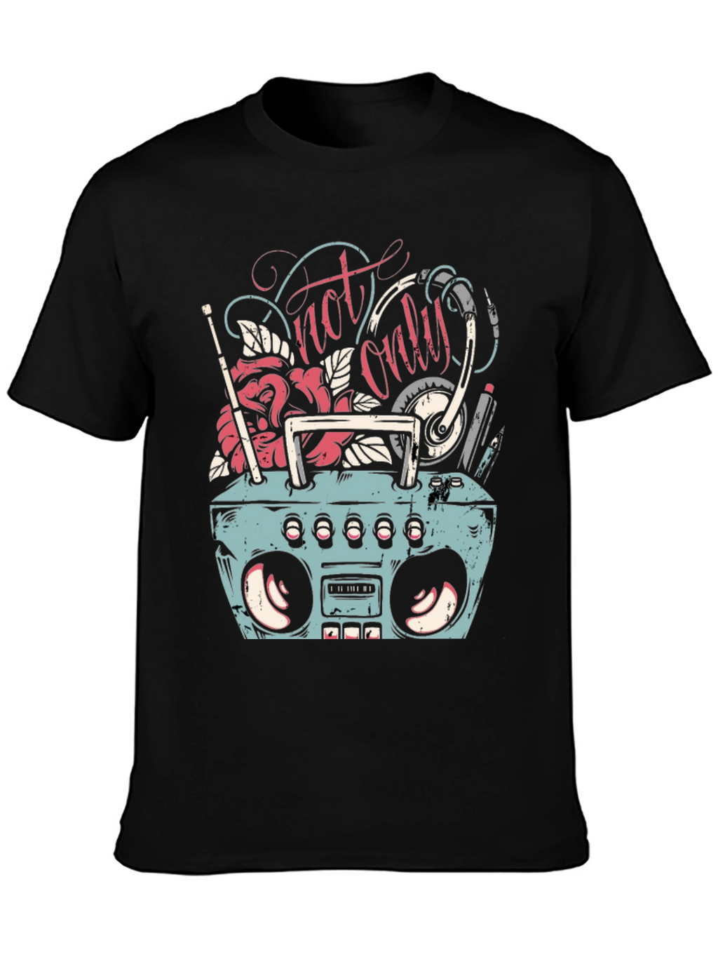Retro Boombox Graphic Tee - Mens Black T-Shirt