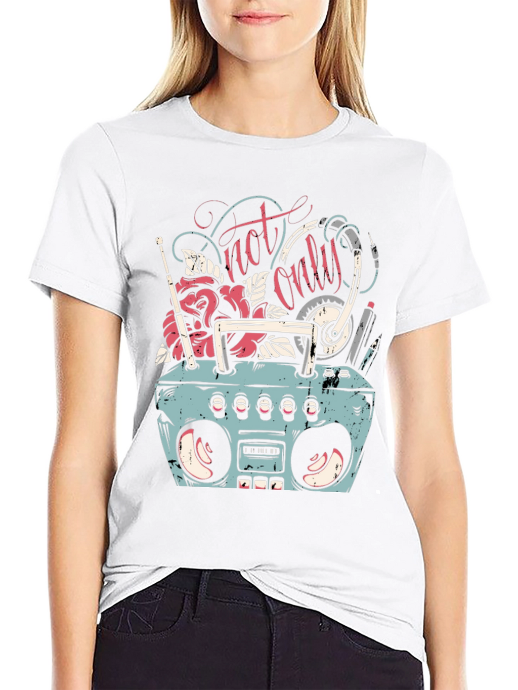 Retro Boombox Graphic Tee - Mens Black T-Shirt