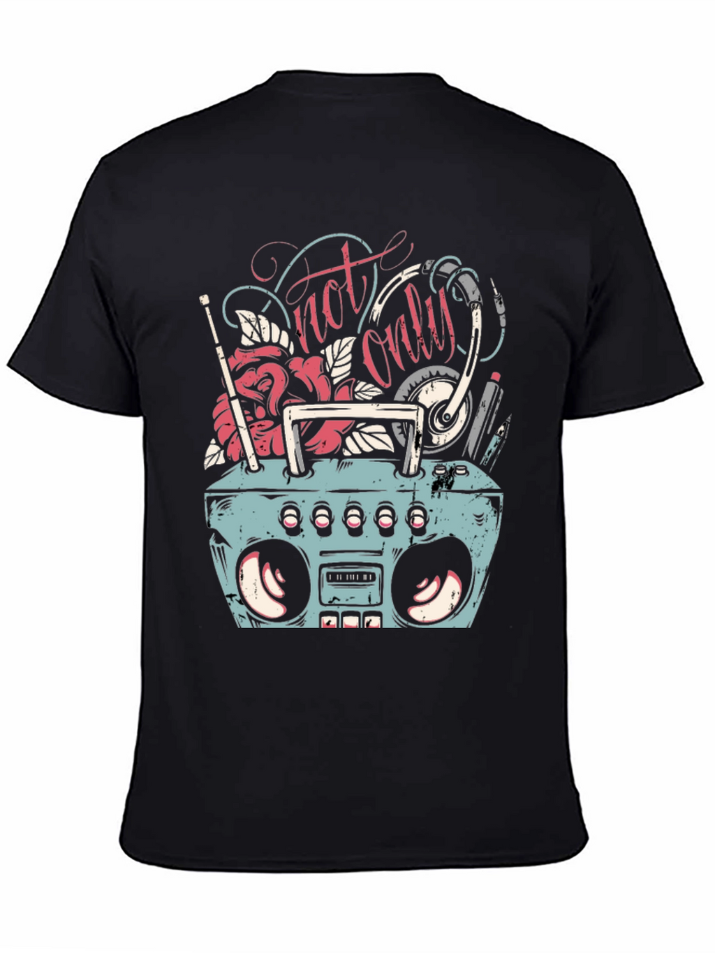 Retro Boombox Graphic Tee - Mens Black T-Shirt