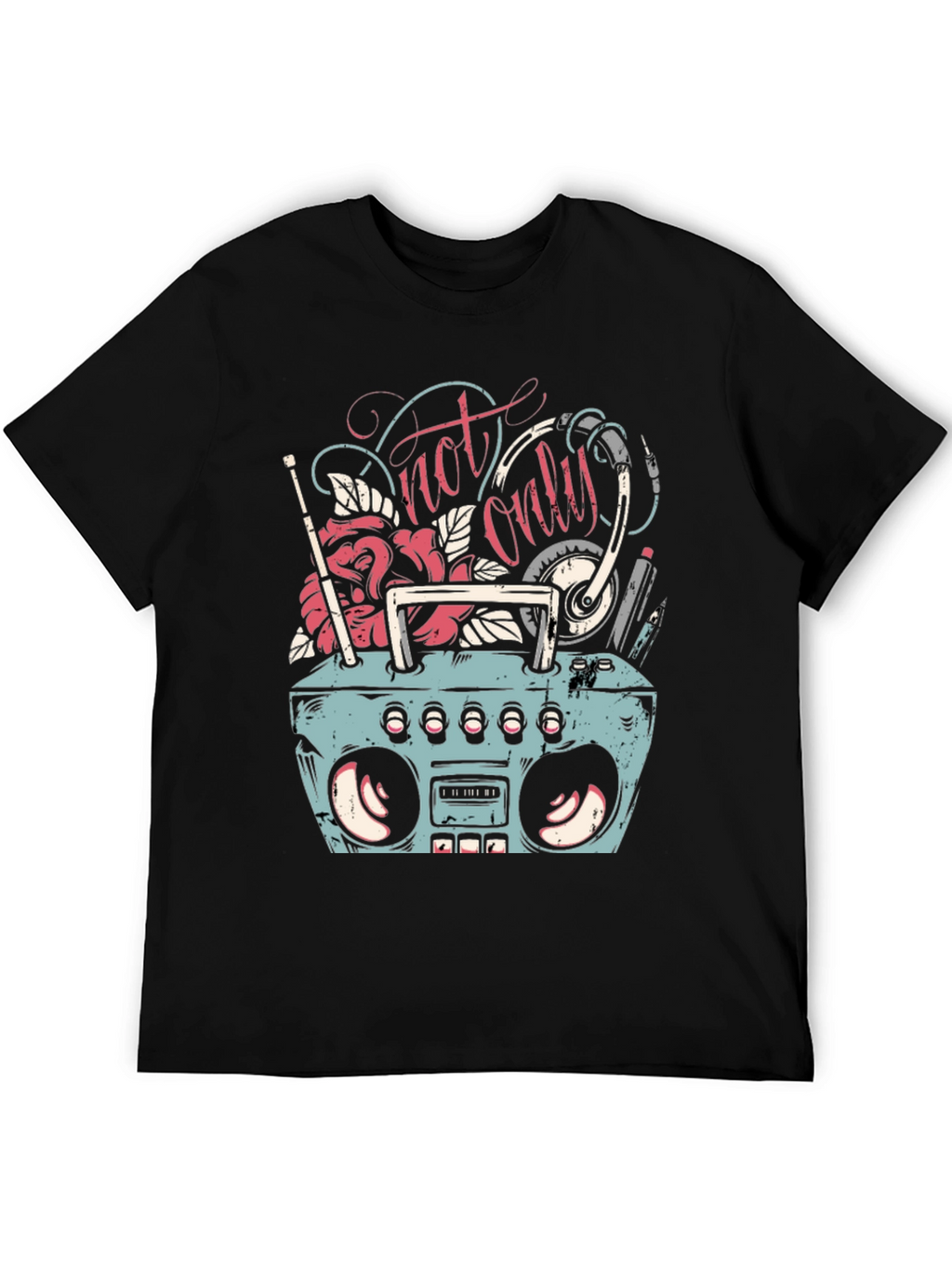 Retro Boombox Graphic Tee - Mens Black T-Shirt