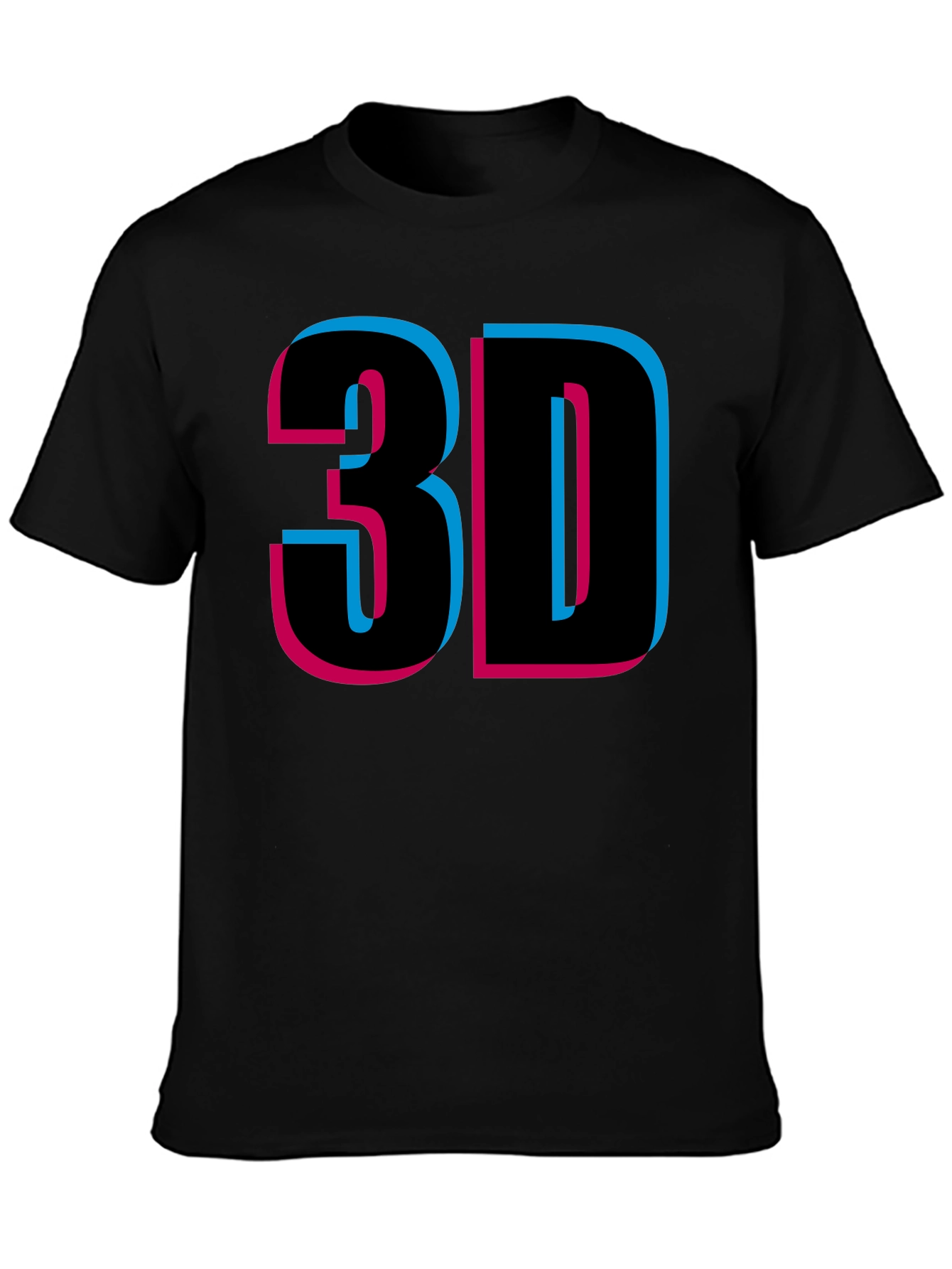 Retro 3D Style Graphic Tee - Black