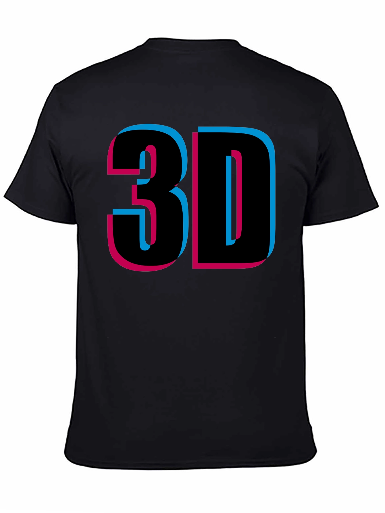 Retro 3D Style Graphic Tee - Black
