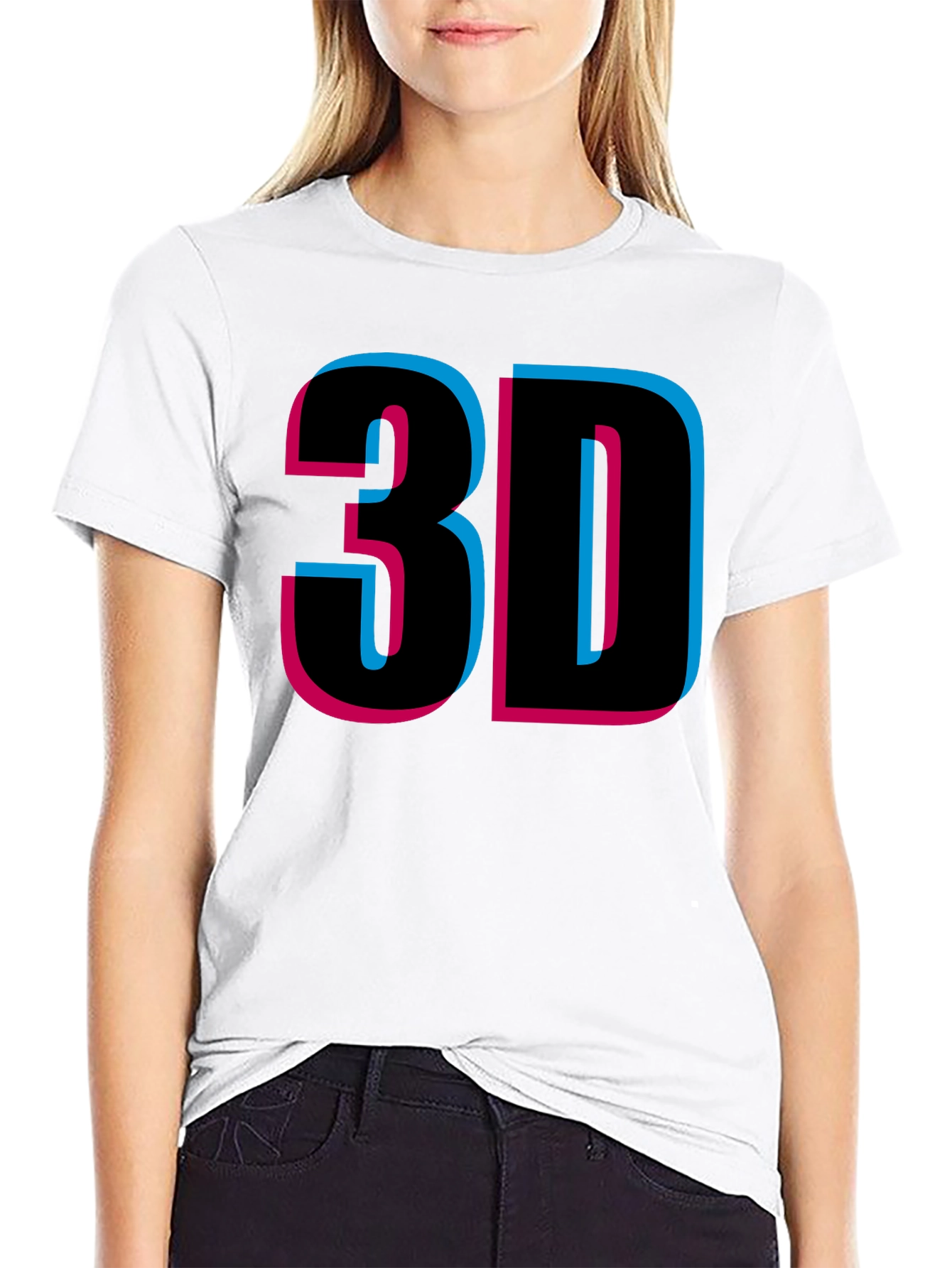 Retro 3D Style Graphic Tee - Black
