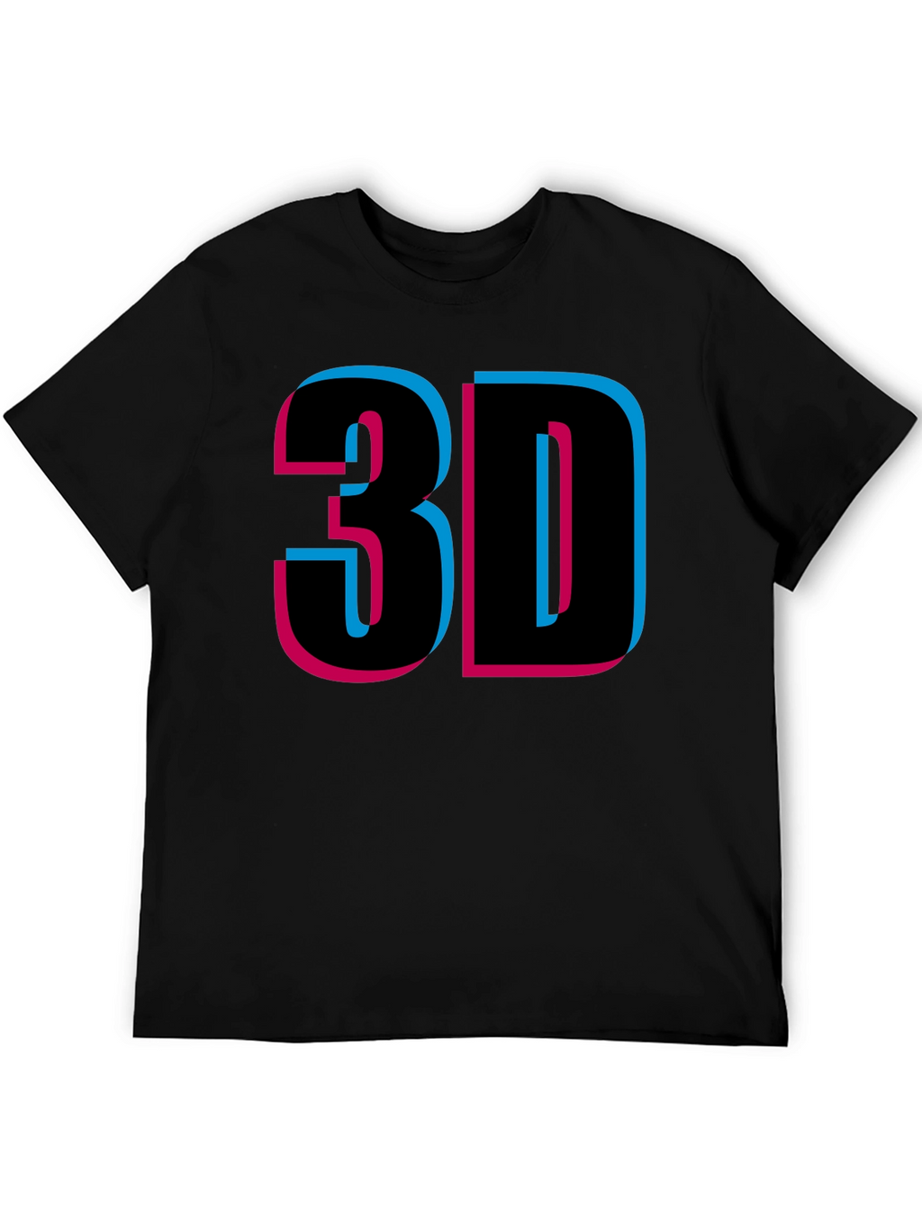 Retro 3D Style Graphic Tee - Black