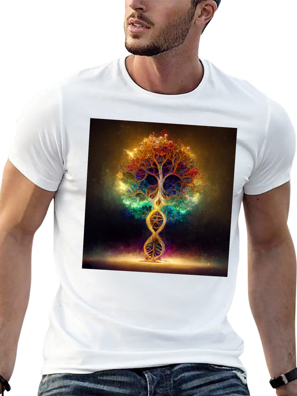 Cosmic Tree DNA T-Shirt - Vibrant Design