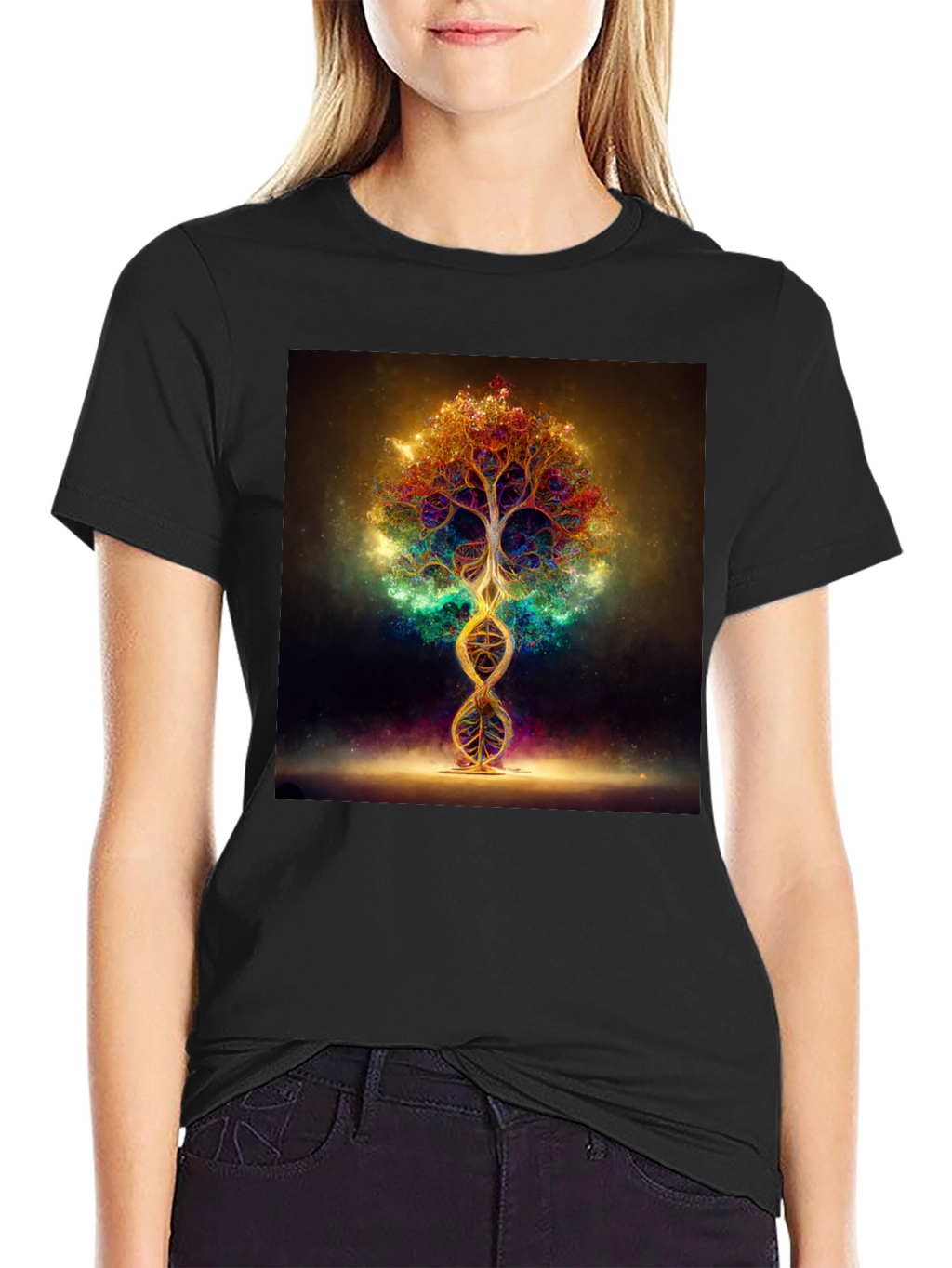 Cosmic Tree DNA T-Shirt - Vibrant Design