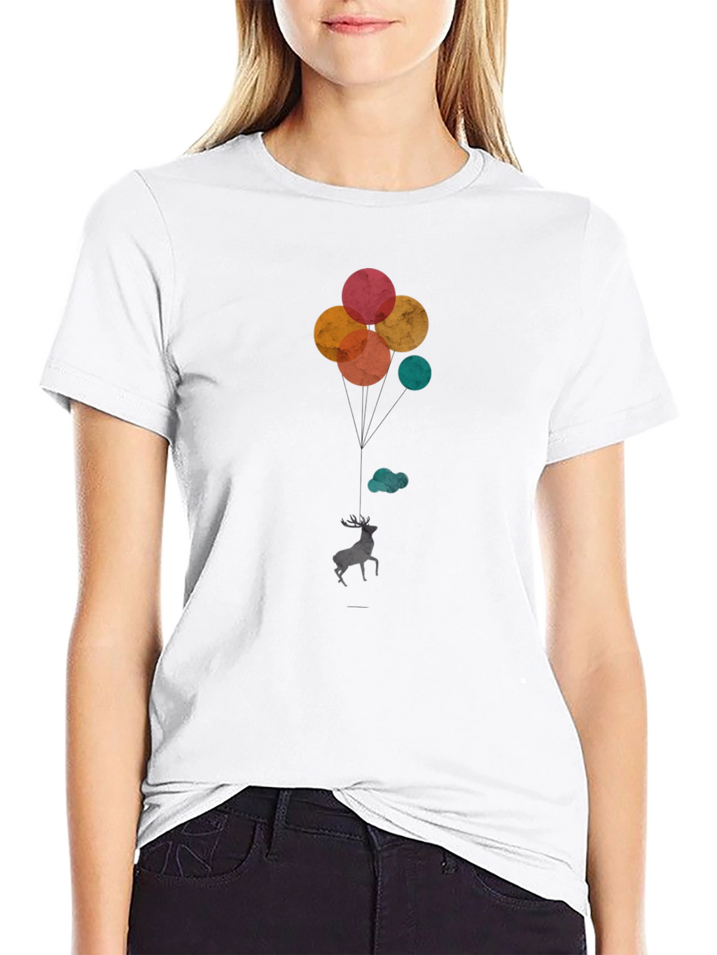 Deer Balloons Graphic T-Shirt