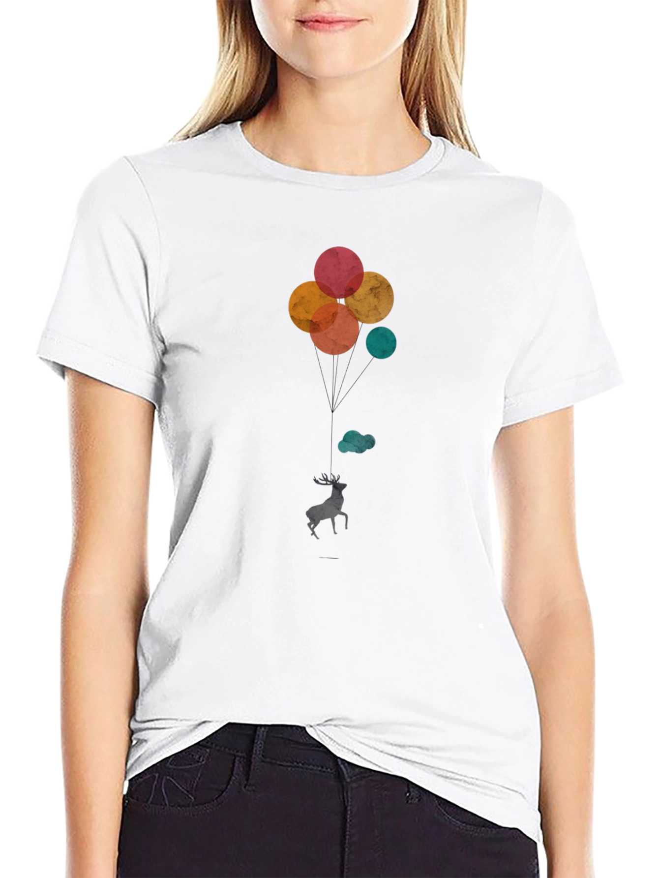 Deer Balloons Graphic T-Shirt